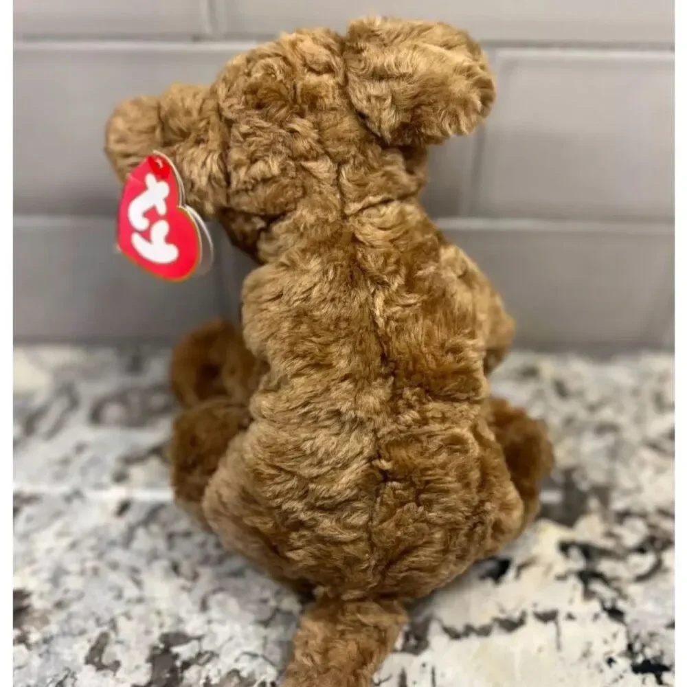 Ty  Biscuit Classic Stuffed‎ Animal Puppy Dog Brown Curly Plush Toy